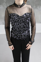 TOP GLITTER TULLE NOIR