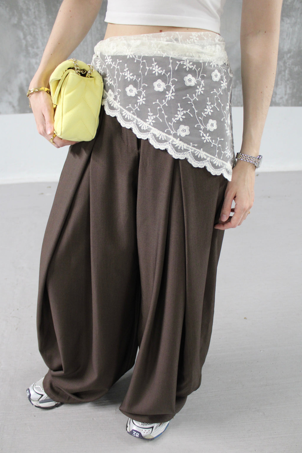 PANTALON FLUIDE PALAZZO MARRON