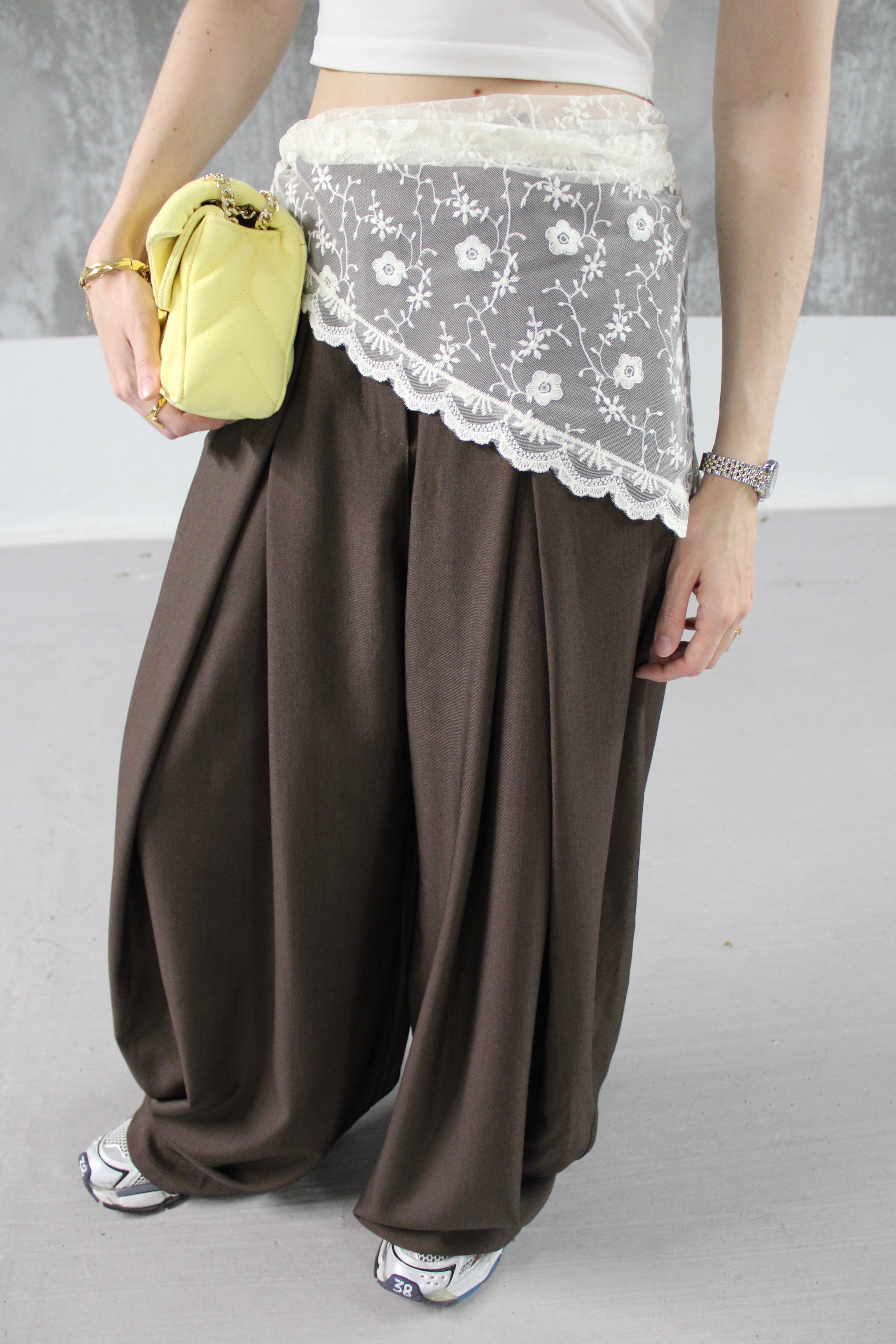 PANTALON FLUIDE PALAZZO MARRON
