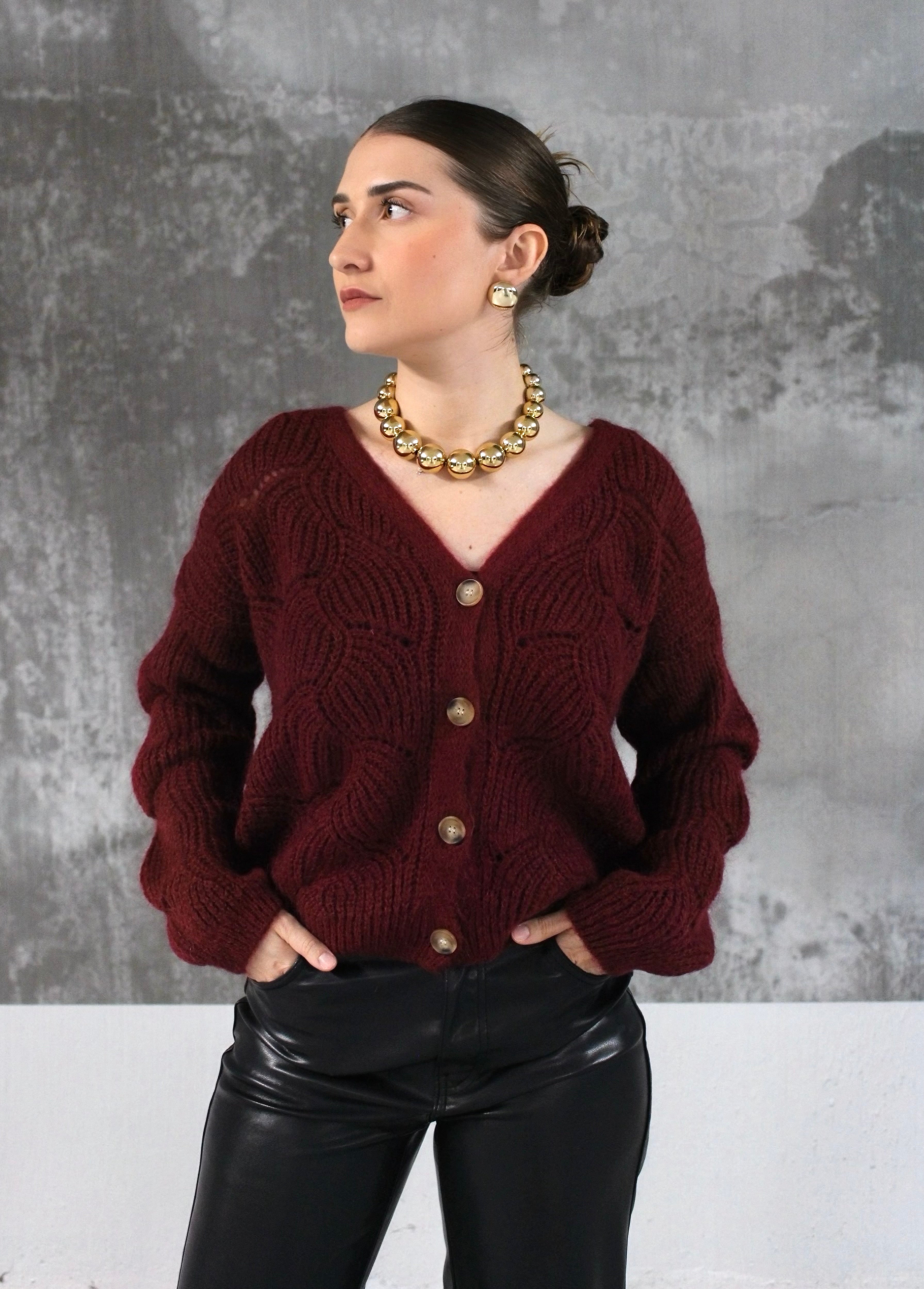 CARDIGAN AMAYA BORDEAUX