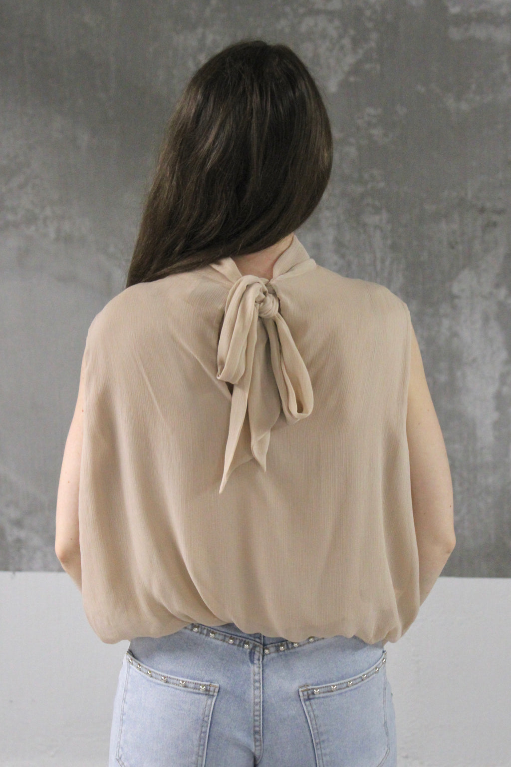 TOP DRAPEE BEIGE POLA