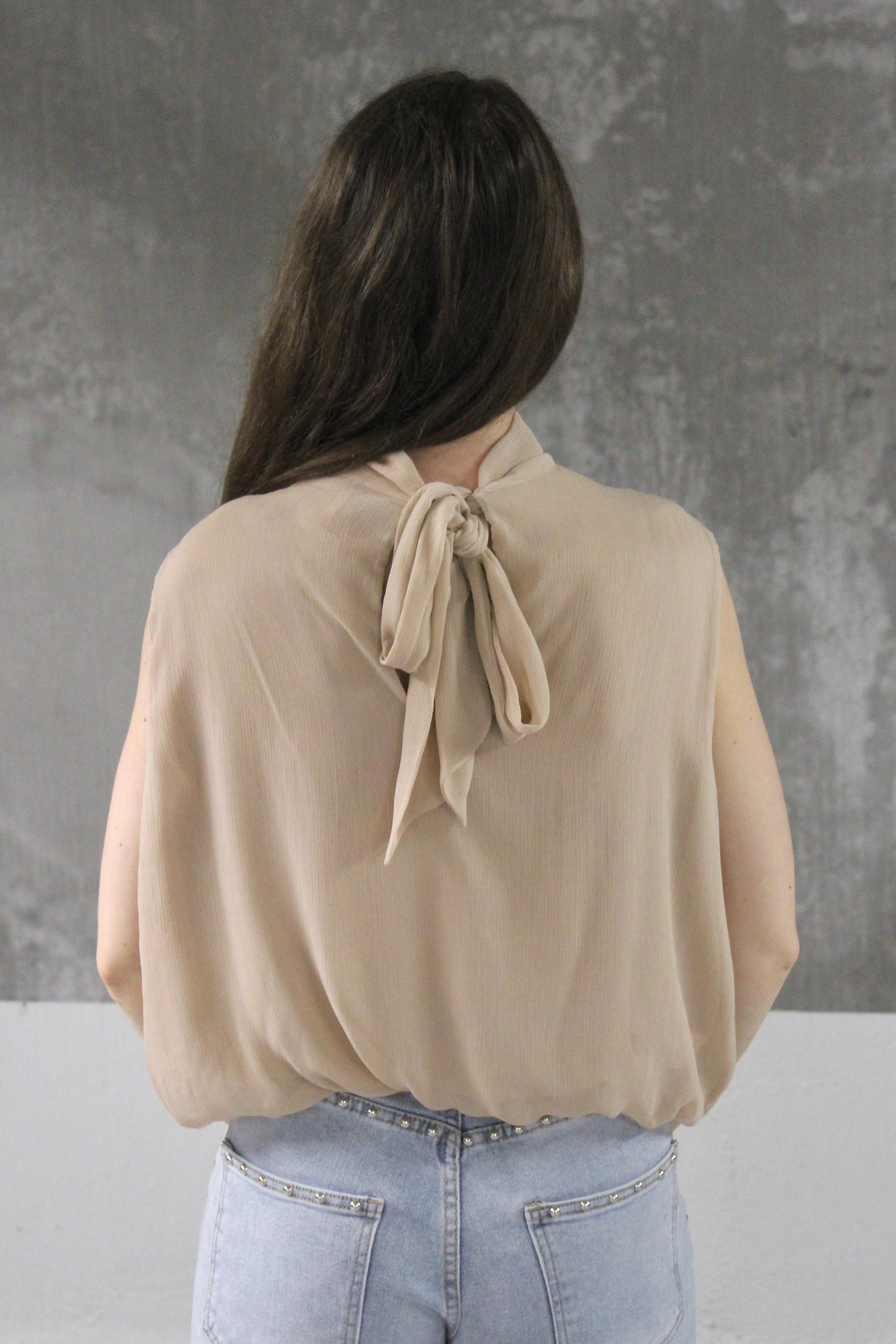TOP DRAPEE BEIGE POLA