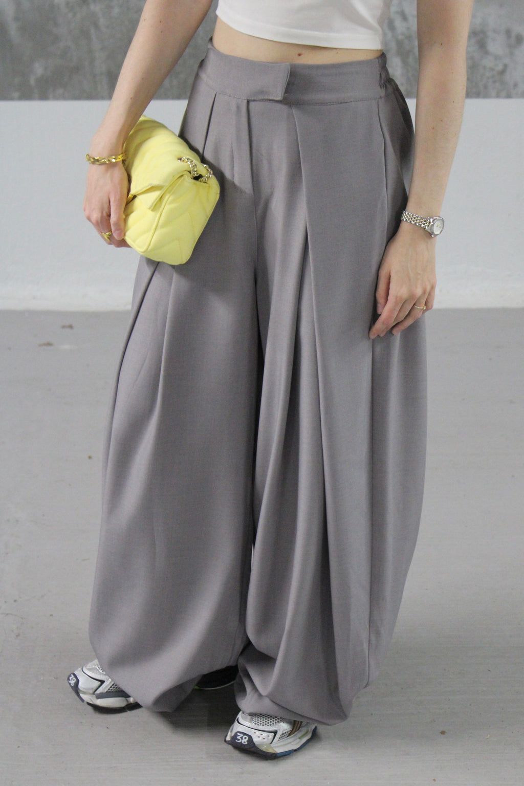 PANTALON FLUIDE PALAZZO GRIS