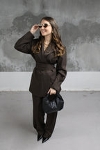 BLAZER CEINTUREE CHOCOLAT ELEGANT