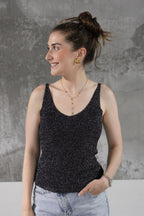 DEBARDEUR LUREX PAILLETTE NOIR