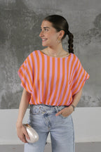 TOP A RAYURE ORANGIA